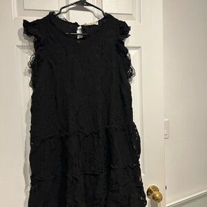 Anthropology Black Lace Ruffle Dress